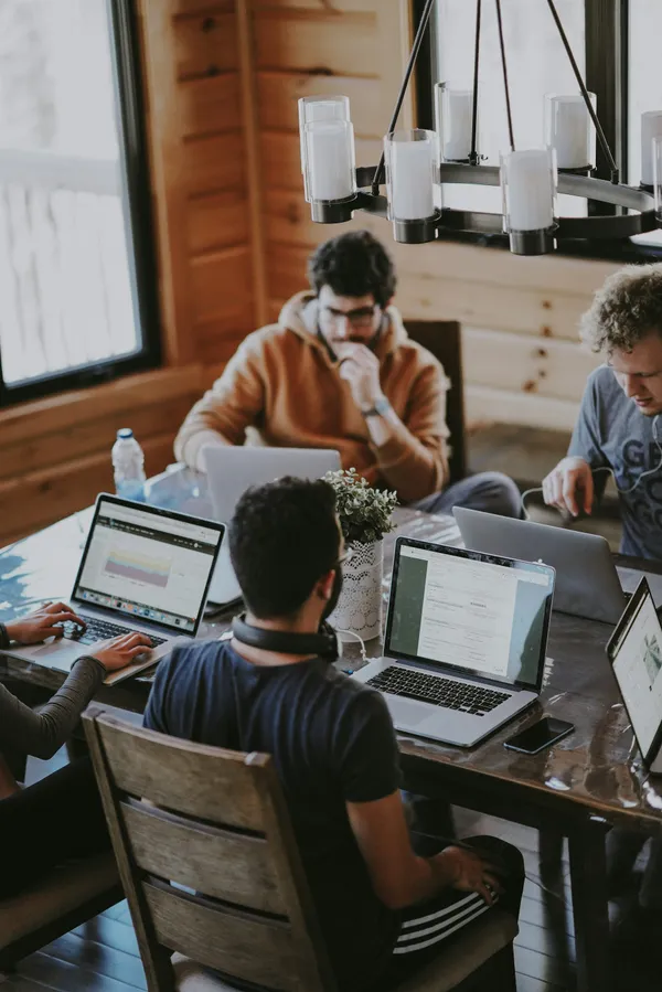Small business team collaborating together